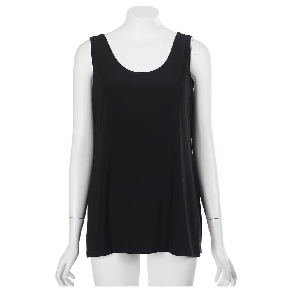 Sympli Top 8 Black Stretch Sleeveless Scoop Neck Tunic Tank Capsule